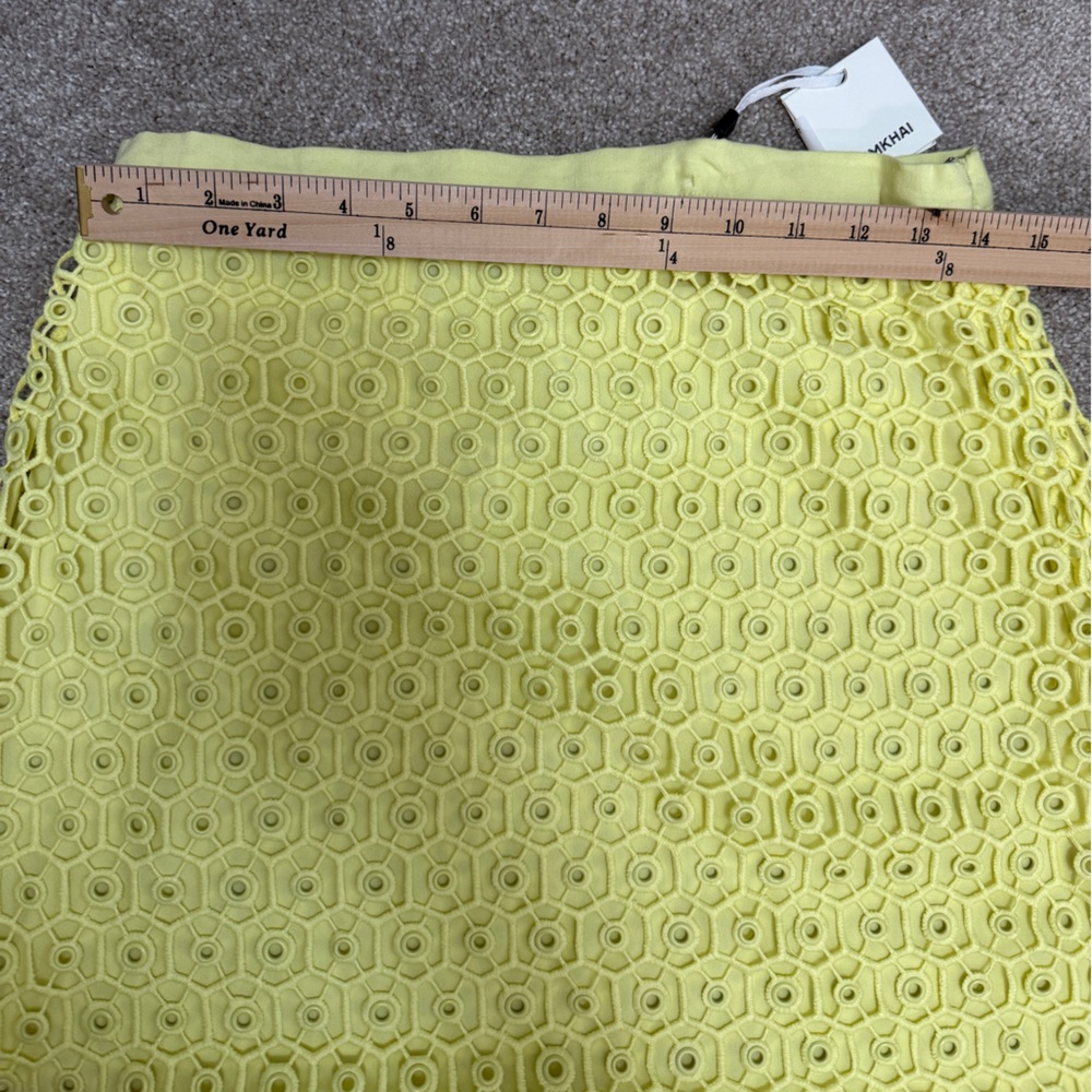 Jonathan Simkhai Pale Yellow Lace Midi Skirt with Grommet Detail size Small NWT - Picture 10 of 16